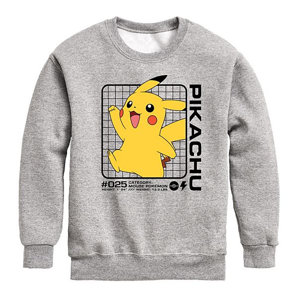 Boys 8-20 Pokemon Pikachu Stats Graphic Fleece Sweatshirt