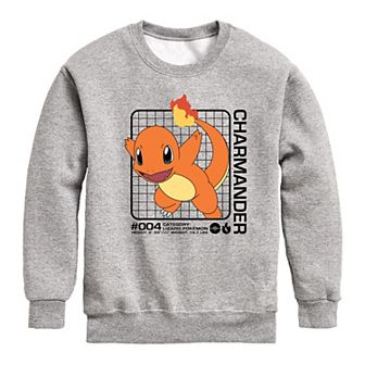 Boys 8-20 Pokemon Charmander Stats Crew Fleece Sweatshirt
