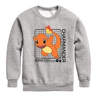 Boys 8-20 Pokemon Charmander Stats Crew Fleece Sweatshirt