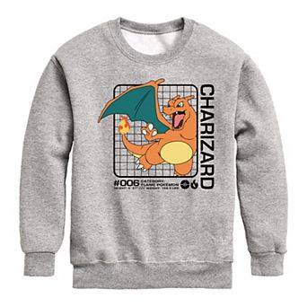 Boys 8-20 Pokemon Charizard Stats Crew Fleece Sweatshirt