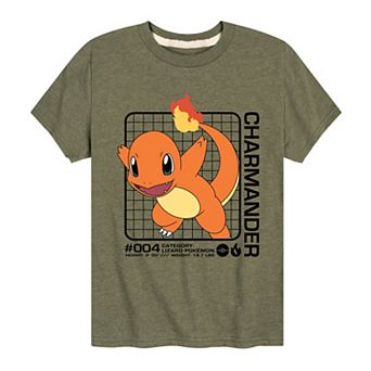 Boys 8-20 Pokemon Charmander Stats Graphic Tee