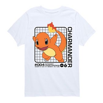 Boys 8-20 Pokemon Charmander Stats Graphic Tee