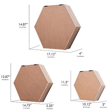 American Art Décor Honeycomb Floating Shelf Wall Decor 3-piece Set