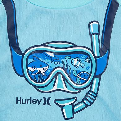 Baby Boy Hurley Scuba Raglan Rash Guard Hat & Swim Trunks Set
