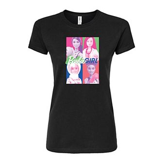 Juniors' Barbie "Barbie Girl" Picture Grid Fitted Graphic Tee