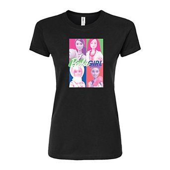 Juniors' Barbie "Barbie Girl" Picture Grid Fitted Graphic Tee