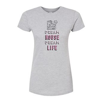 Juniors' Barbie "Dream House, Dream Life" Fitted Graphic Tee