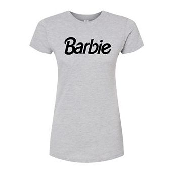 Juniors' Barbie Logo Fitted Graphic Tee