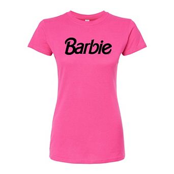 Juniors' Barbie Logo Fitted Graphic Tee