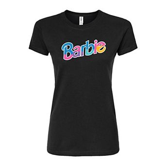 Juniors' Barbie Colorful Logo Fitted Graphic Tee
