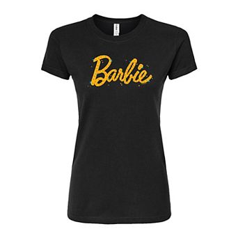Juniors' Barbie Floral Logo Fitted Graphic Tee