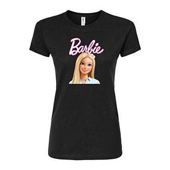 Juniors' Barbie Headshot Fitted Graphic Tee