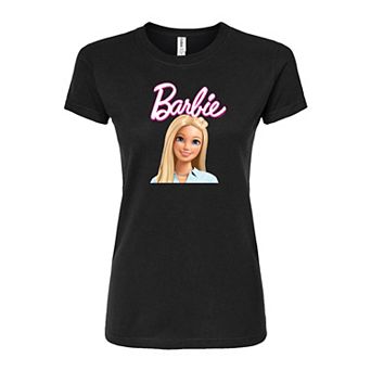 Juniors' Barbie Headshot Fitted Graphic Tee