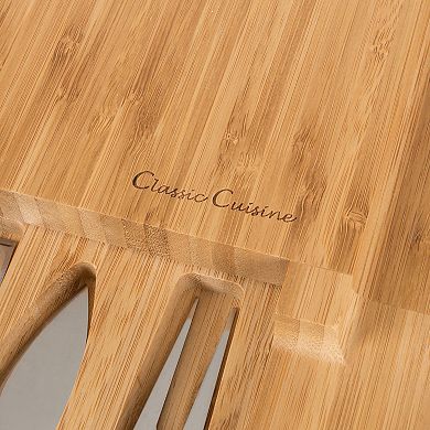 Classic Cuisine Bamboo Cheese Serving Tray with Stainless Steel
