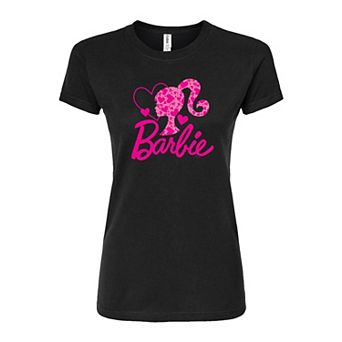Juniors' Barbie Logo Hearts Fitted Graphic Tee