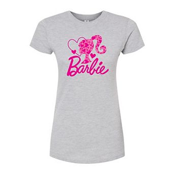 Juniors' Barbie Logo Hearts Fitted Graphic Tee