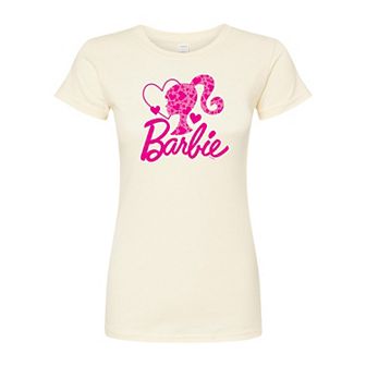 Juniors' Barbie Logo Hearts Fitted Graphic Tee