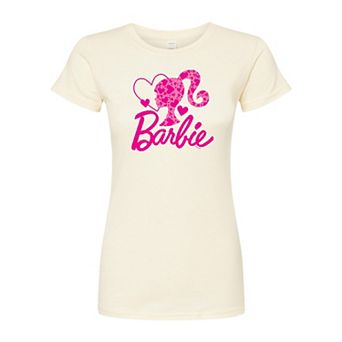 Juniors' Barbie Logo Hearts Fitted Graphic Tee