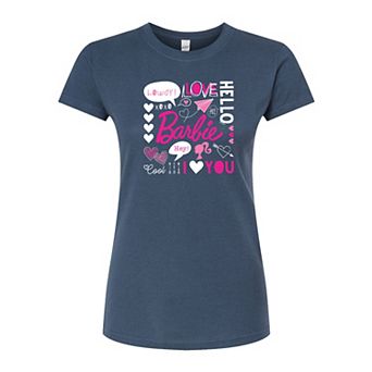 Juniors' Barbie Word Grid Fitted Graphic Tee