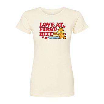 Juniors' Garfield "Love At First Bite" Valentine's Fitted Graphic Tee