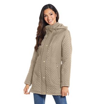 Women's Weathercast Hooded Chevron Quilted Walker Jacket