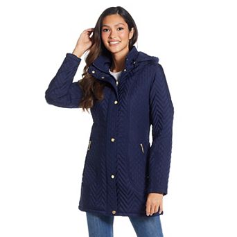 Women's Weathercast Hooded Chevron Quilted Walker Jacket