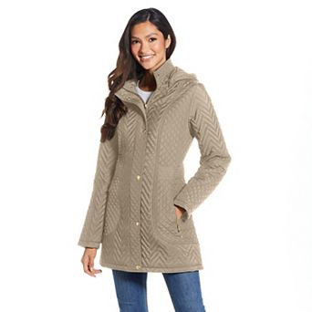 Women's Weathercast Hooded Chevron Quilted Walker Jacket