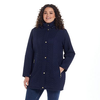 Plus Size Weathercast Hooded Quilted Walker Jacket