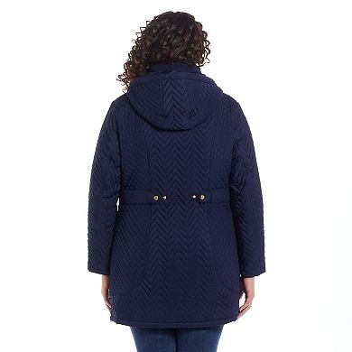 Plus Size Weathercast Hooded Quilted Walker Jacket