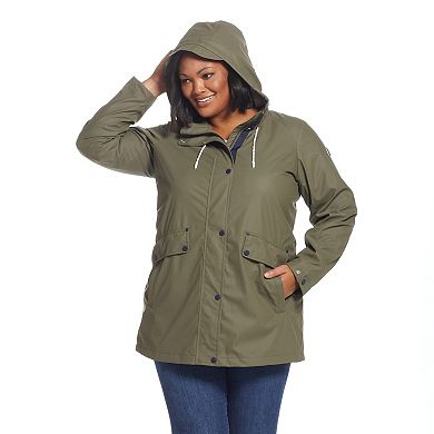 Plus Size Weathercast Hooded Rain Jacket