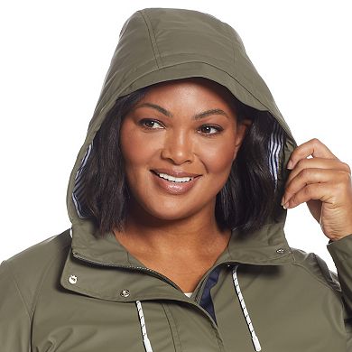 Plus Size Weathercast Hooded Rain Jacket