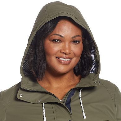 Plus Size Weathercast Hooded Rain Jacket