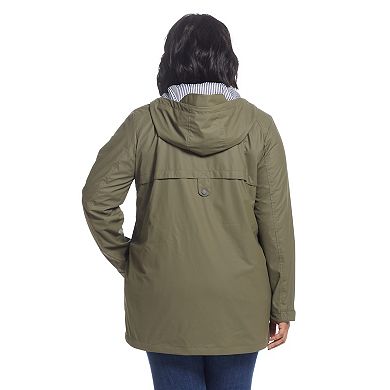 Plus Size Weathercast Hooded Rain Jacket