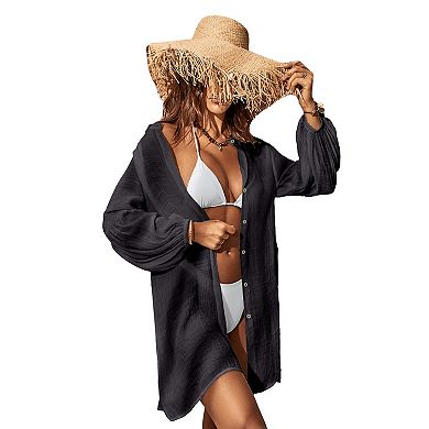 Cupshe Women's Long Sleeve Button Down Cover Up