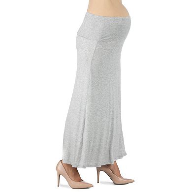 Maternity 24Seven Comfort Apparel Elastic Waist Maxi Skirt
