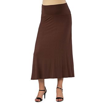 Maternity 24Seven Comfort Apparel Elastic Waist Maxi Skirt