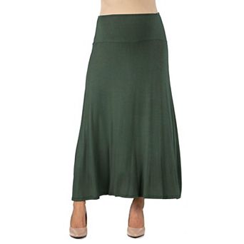 Maternity 24Seven Comfort Apparel Elastic Waist Maxi Skirt