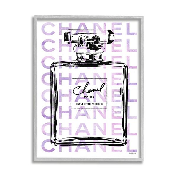 Stupell Glam Black Purple Perfume Bottle Designer Cosmetic Framed Wall Art - 24 x 30 - Grey