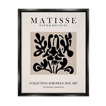 Stupell Home Decor Matisse Black Floral Abstract Framed Wall Art