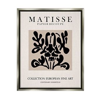 Stupell Home Decor Matisse Black Floral Abstract Framed Wall Art