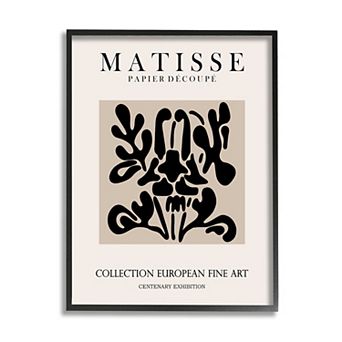 Stupell Home Decor Matisse Black Floral Abstract Framed Wall Art
