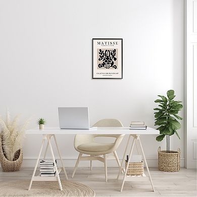 Stupell Home Decor Matisse Black Floral Abstract Framed Wall Art