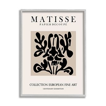 Stupell Home Decor Matisse Black Floral Abstract Framed Wall Art