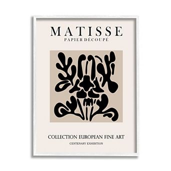Stupell Home Decor Matisse Black Floral Abstract Framed Wall Art