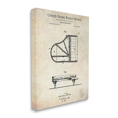Stupell Home Decor Grand Piano Patent Canvas Wall Art