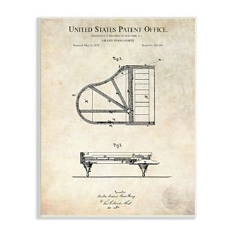 Stupell Home Decor Grand Piano Patent Plaque Wall Art
