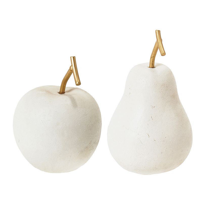 American Art Decor Cream Resin Apple & Pear Fruit Table Decor, 2-Piece Set,