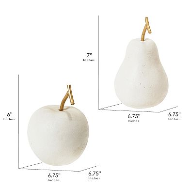 American Art Decor Cream Resin Apple & Pear Fruit Table Decor, 2-Piece Set