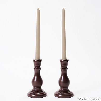 American Art Decor Dark Brown Resin Taper Candleholders, 2-Piece Set