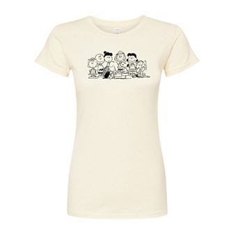 Juniors' Peanuts Group Fitted Graphic Tee